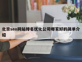北京seo网站排名优化公司哪家好的简单介绍