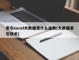 索引excel大数据用什么函数(大数据索引技术)